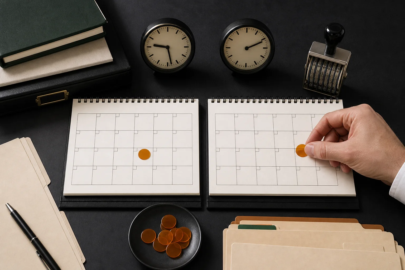 Dos calendarios y dos relojes organizan obligaciones de jurisdicciones diferentes.
