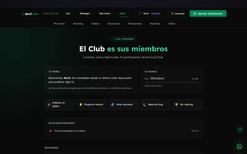 Founder board: members-only feed and tablón